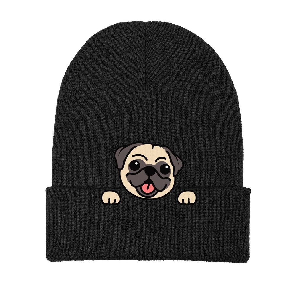 8423 Black Beanie Funny Unisex Knitted Hats Winter Soft Graphic Knit Hat